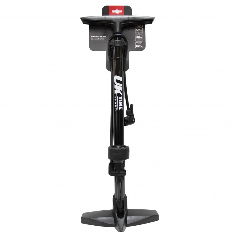 bombin-azul-metal-c-marcador-de-presion Bombin de Pie Medidor Presion 160 PSI UKTime - Imagen 1